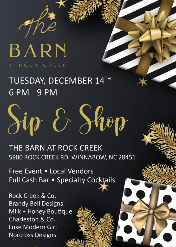 Sip and Shop December 2021 The Barn at Rock Cre